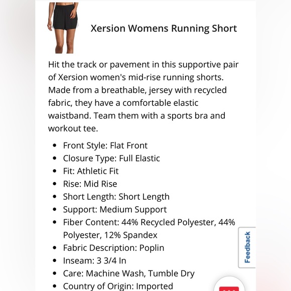 Women’s XL Mid-Rise Xersion black & white running shorts, NWT - Picture 12 of 13